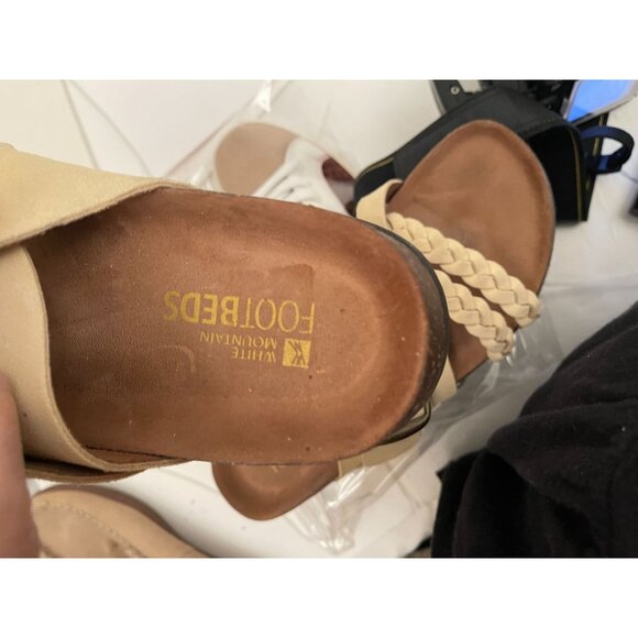 White Mountain Hazy Size 11 Multi-Strap Sandal Footbeds Leather Braided Detail - Picture 7 of 8